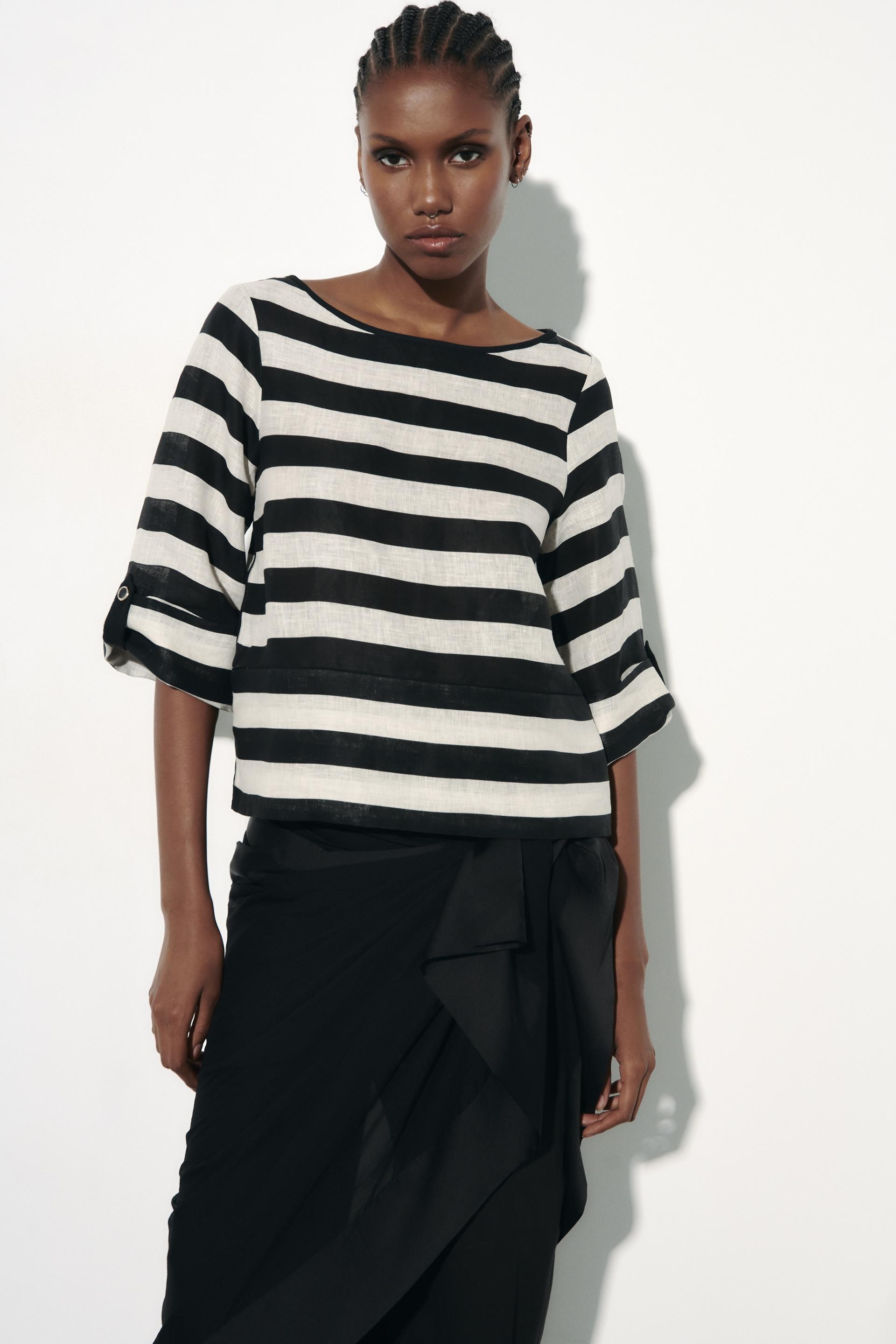 Zara long sleeve striped top Clearance