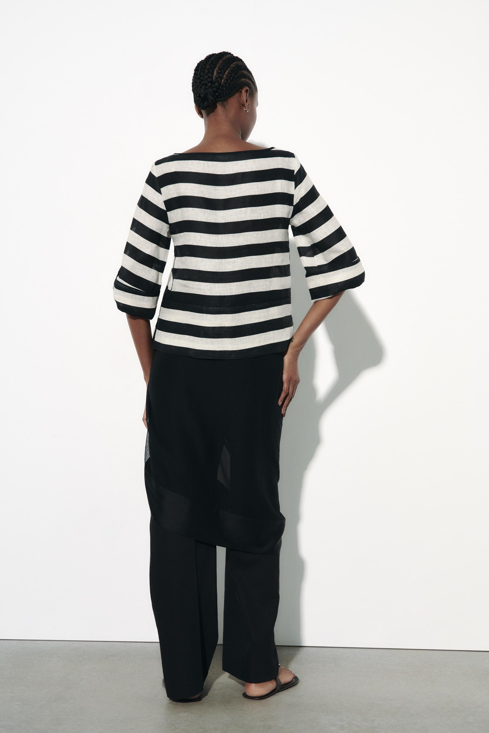 Black and white striped top zara Clearance