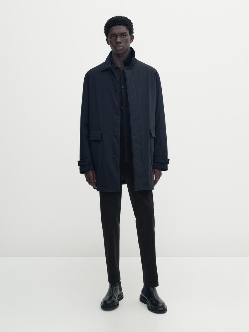 Zara men's navy blue coat Clearance