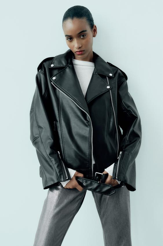 Faux leather shacket zara Clearance