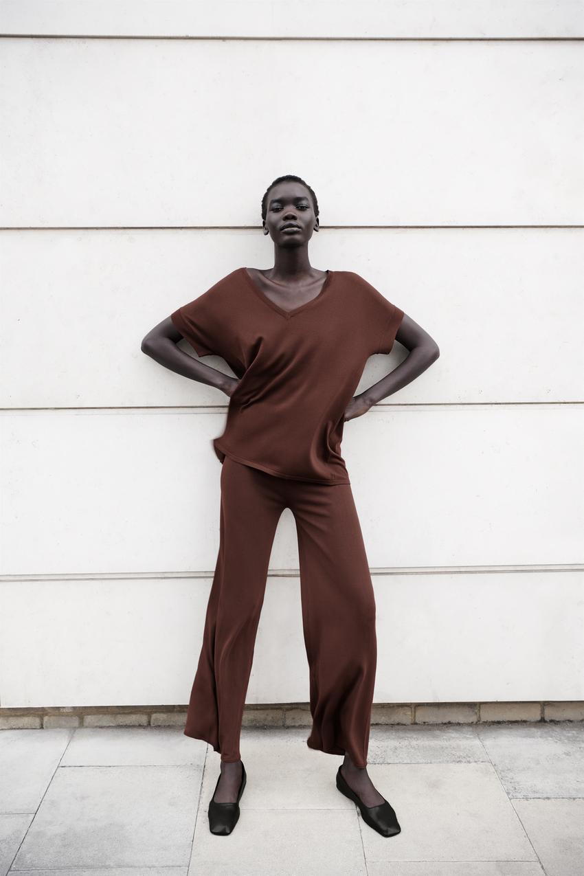 Brown trousers zara Clearance