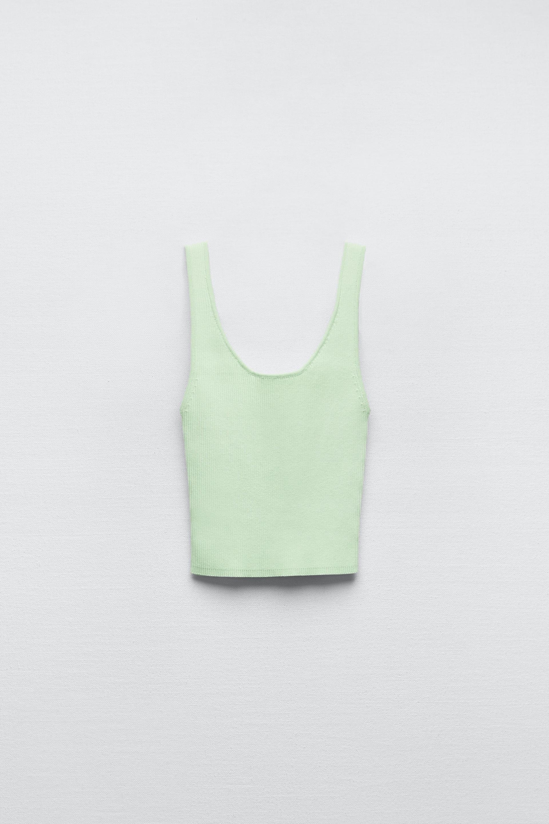 Zara crop top green Clearance