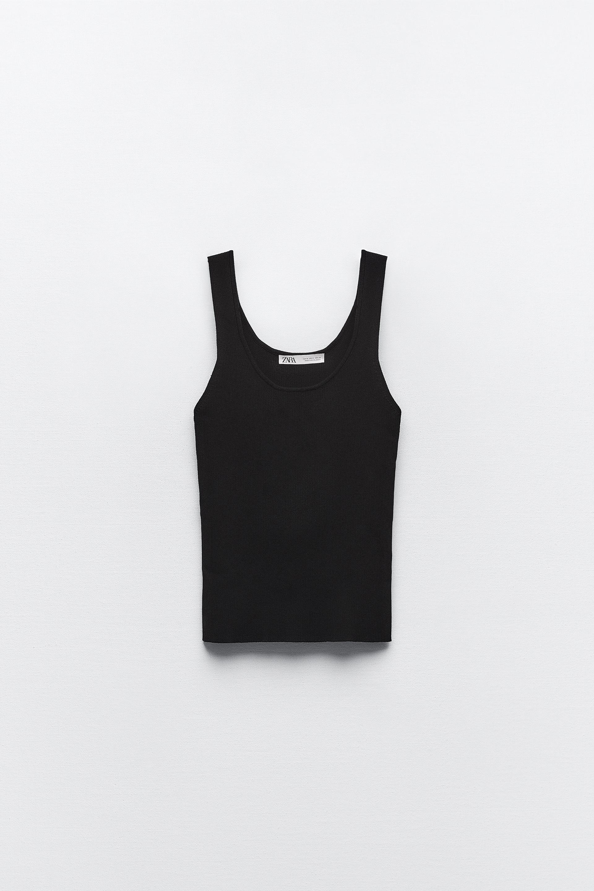 Zara black knit top Clearance