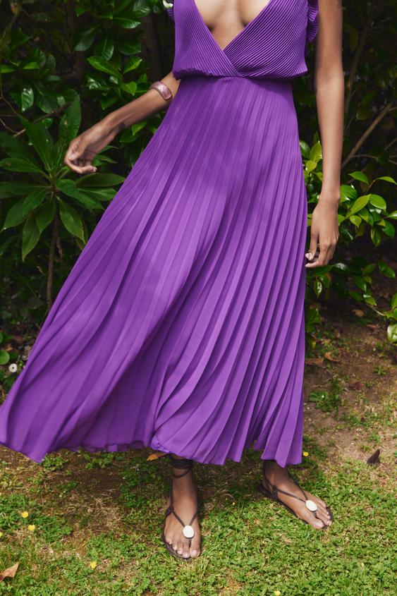 Purple midi dress zara Outlet