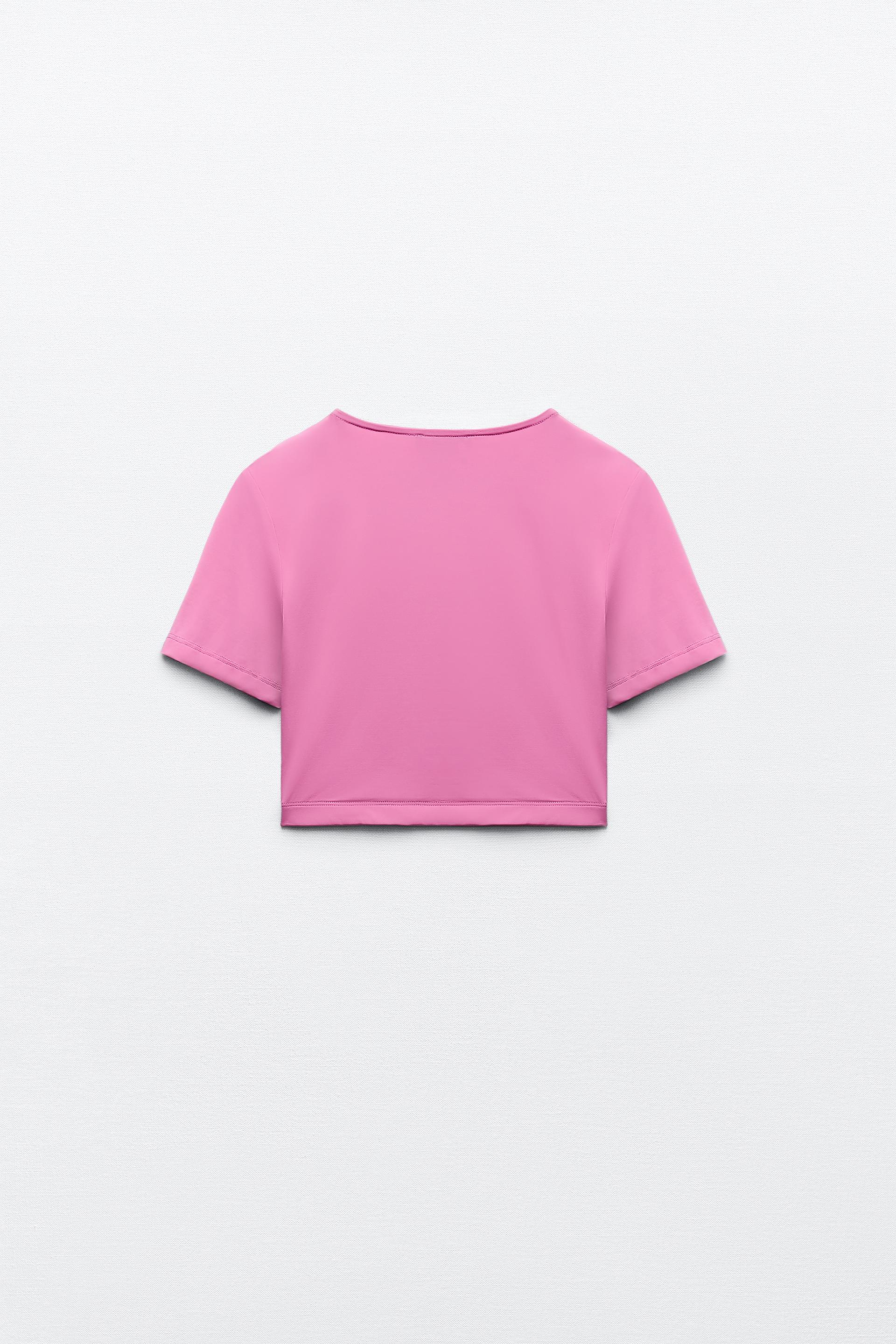 Zara pink cropped shirt Clearance