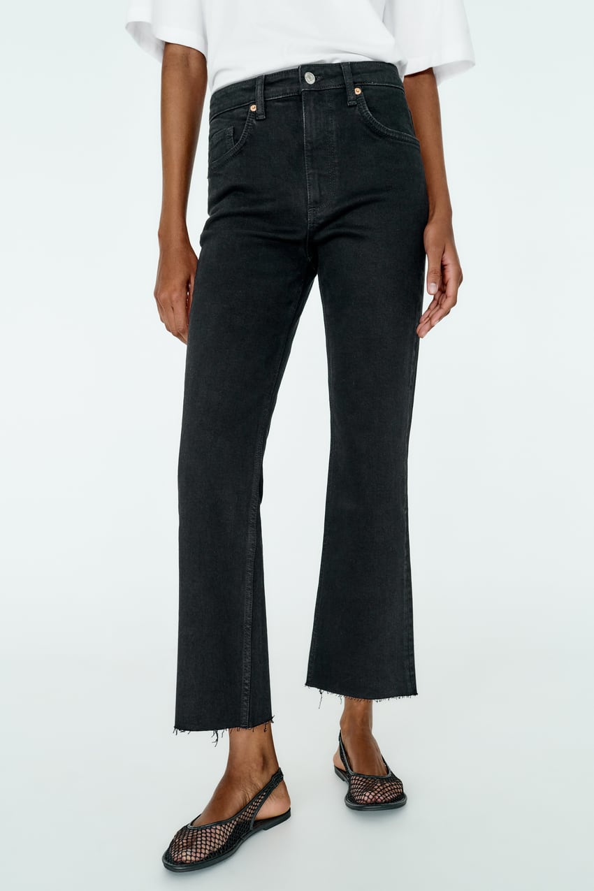 MID-RISE FLARED CROPPED TRF JEANS - Black