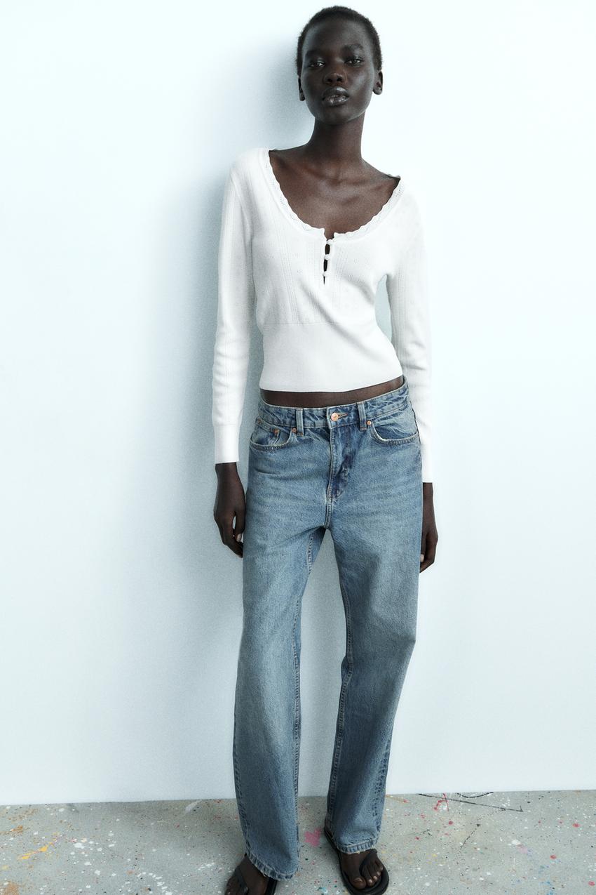 Zara pointelle sweater Outlet