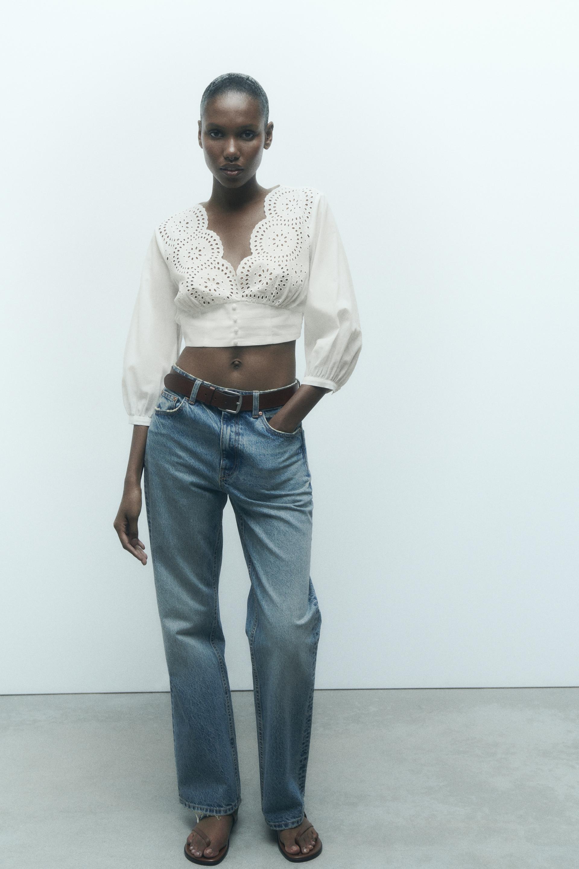 Zara cutwork embroidery top Clearance