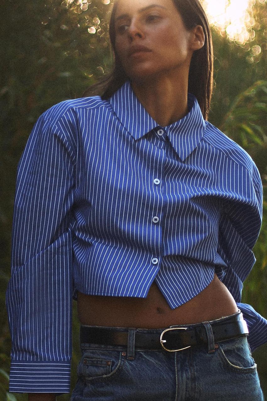 Zara cropped striped shirt Clearance