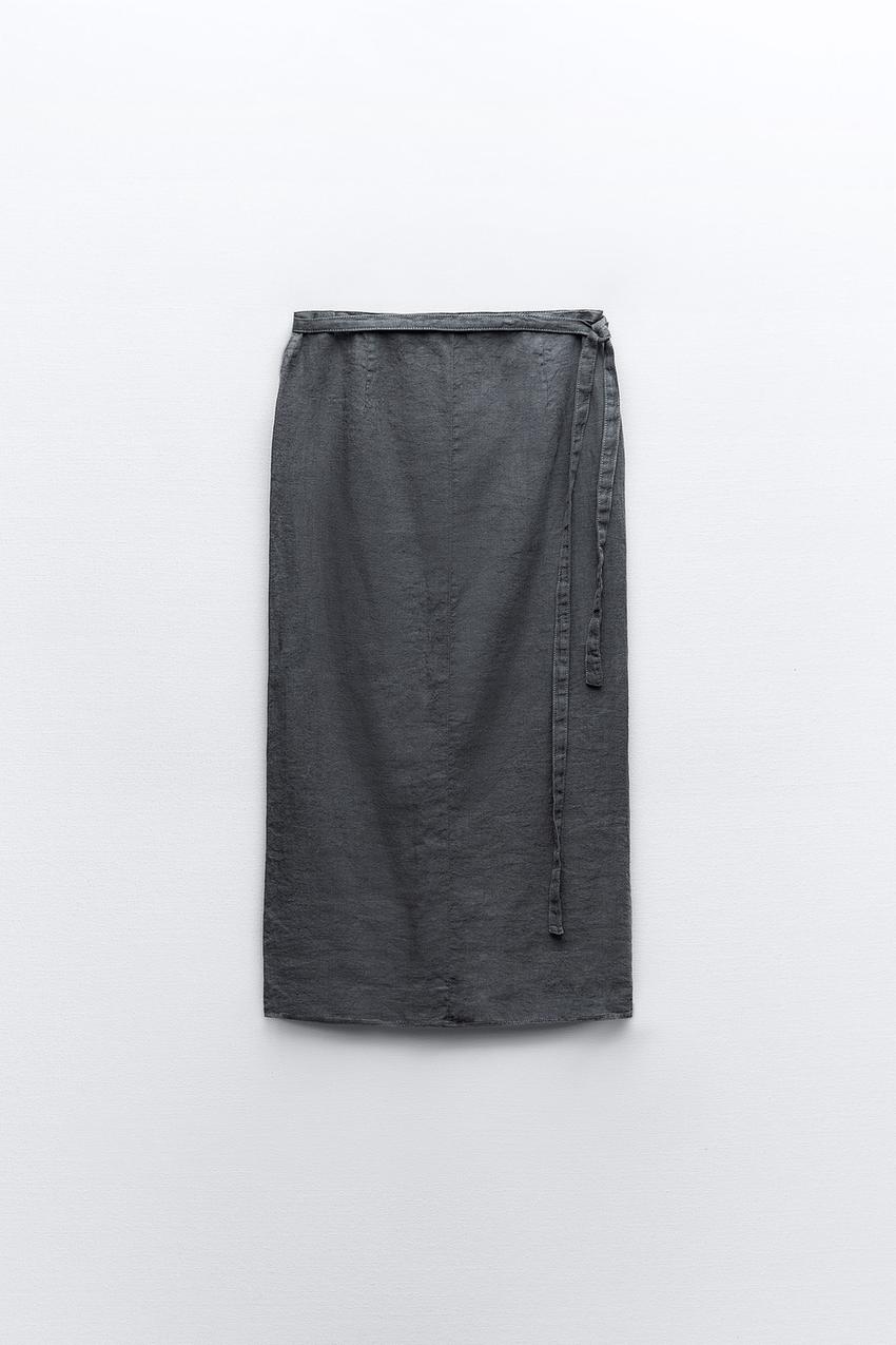 Linen wrap skirt zara Clearance