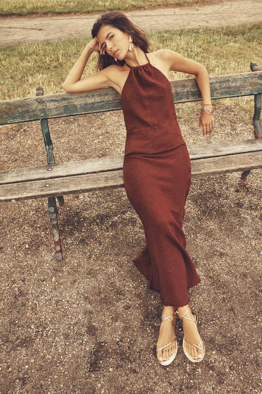 Zara red linen skirt Clearance