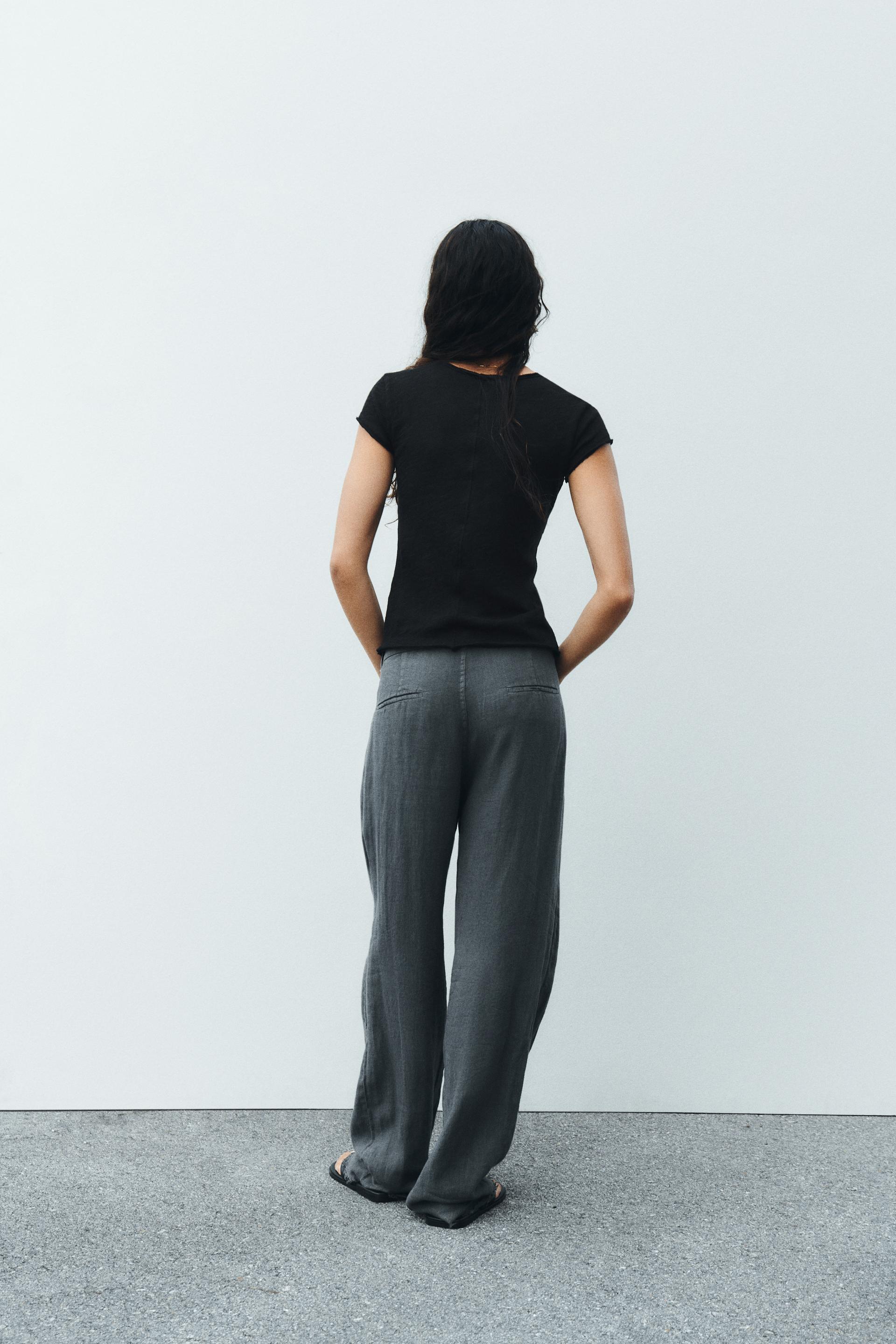 Zara deep neck t shirt Clearance