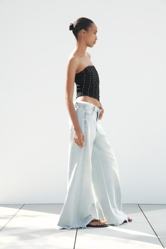 Light wash wide leg jeans zara Clearance