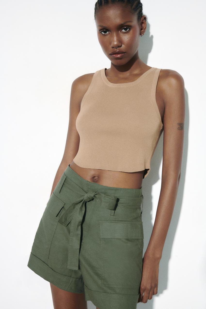 Zara belted bermuda shorts Clearance