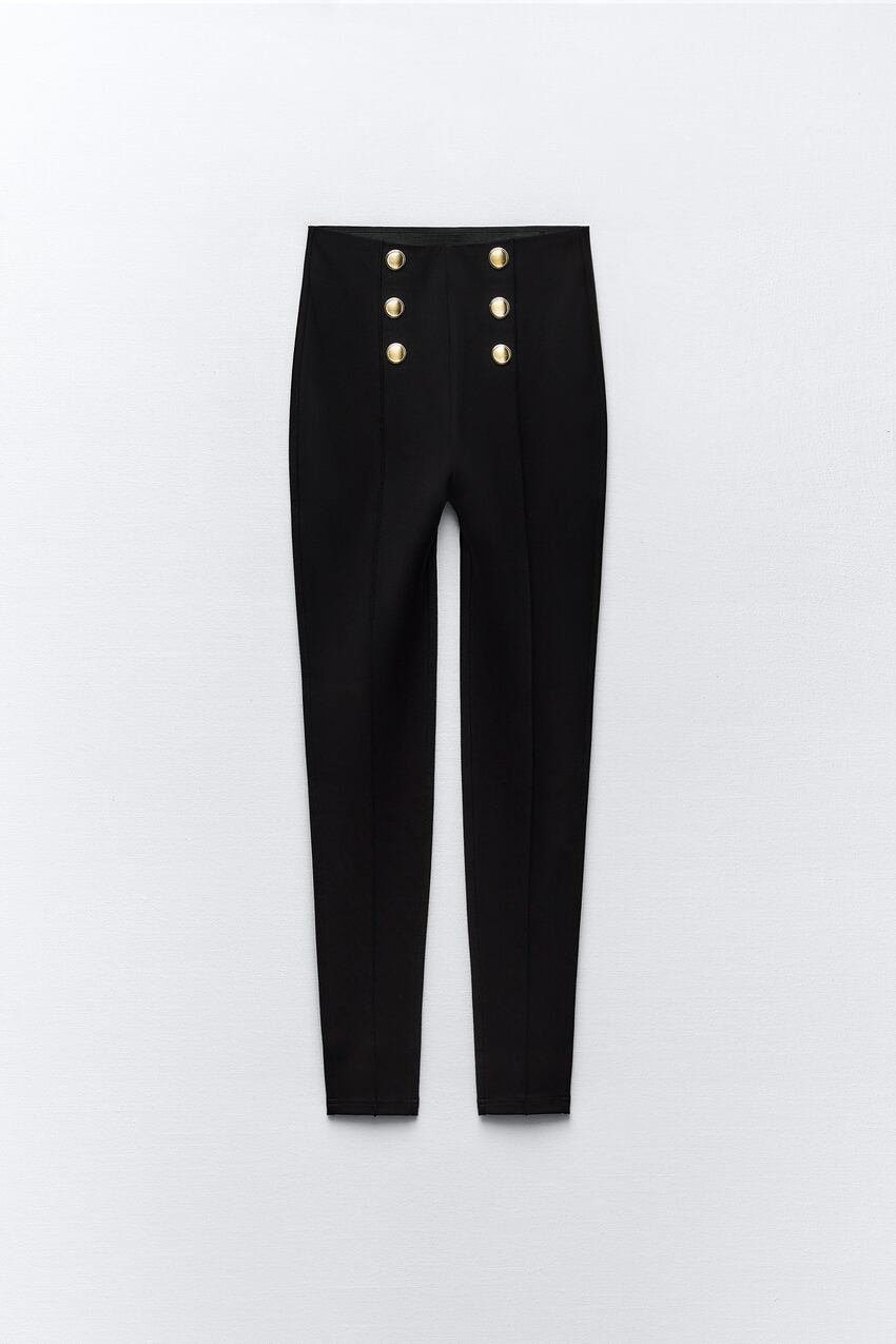 HIGH-WAIST LEGGINGS WITH BUTTONS - Black