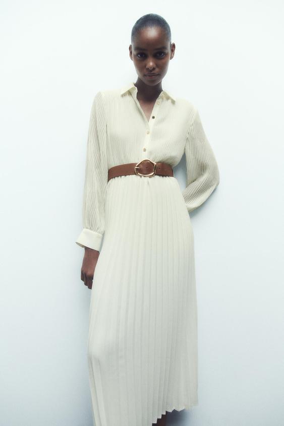 Zara white chiffon dress Clearance