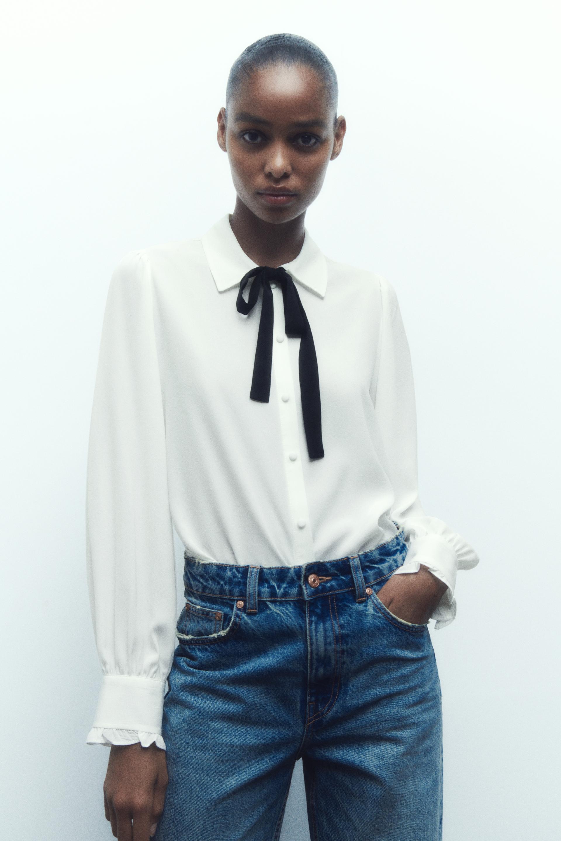 Zara black bow top Clearance