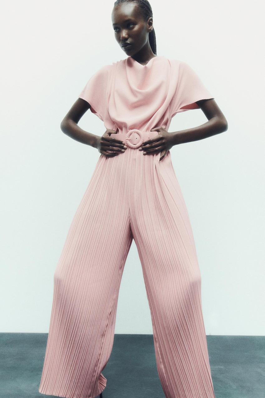 Zara pink pleated trousers Clearance