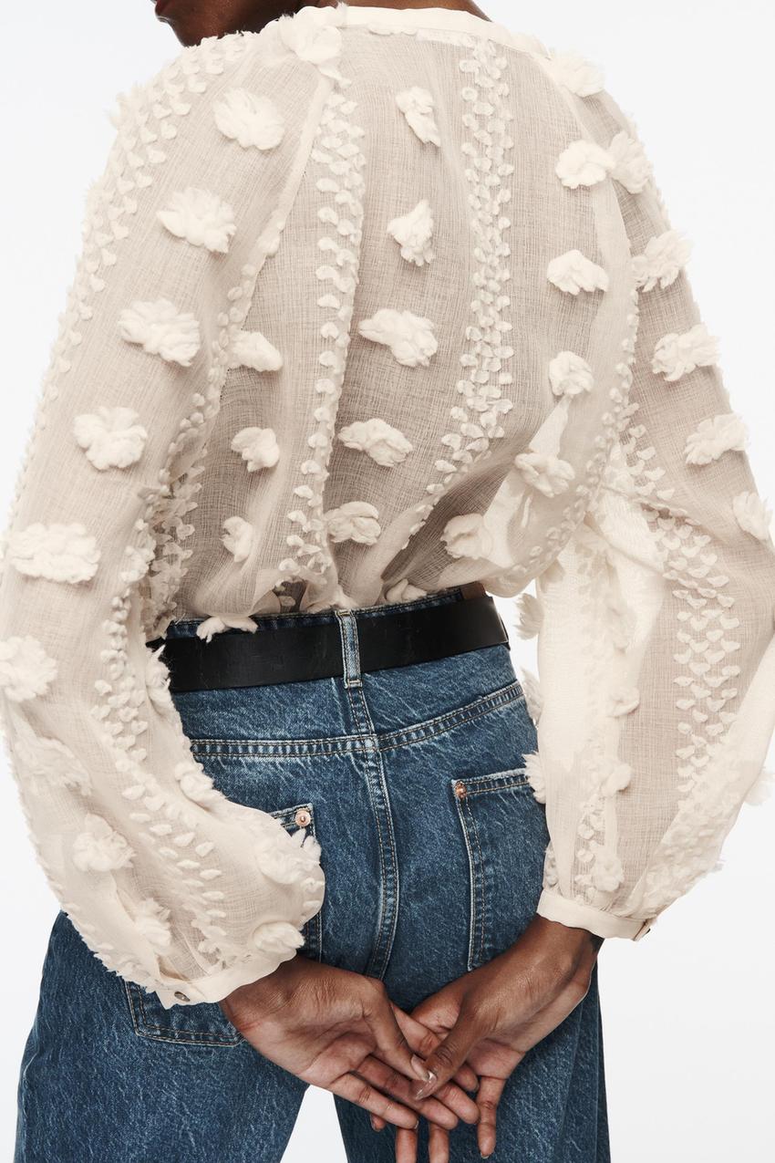 Zara white long sleeve blouse Clearance