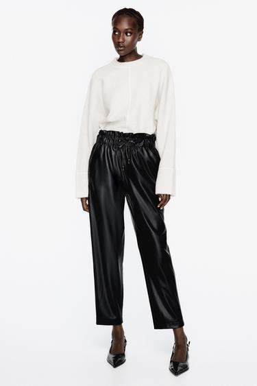 Zara women's faux leather trousers Outlet