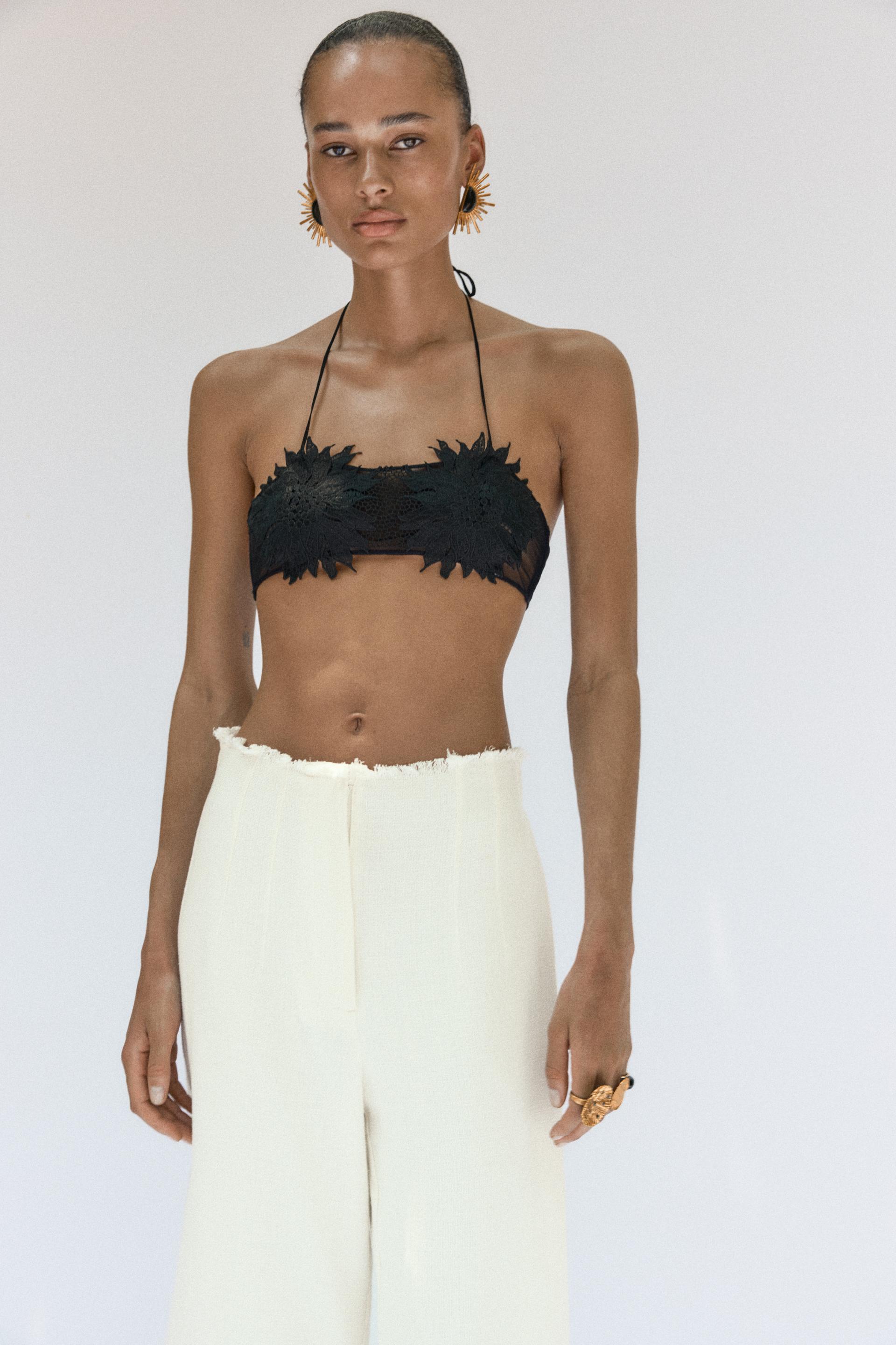 Pantalon discount fleuri zara