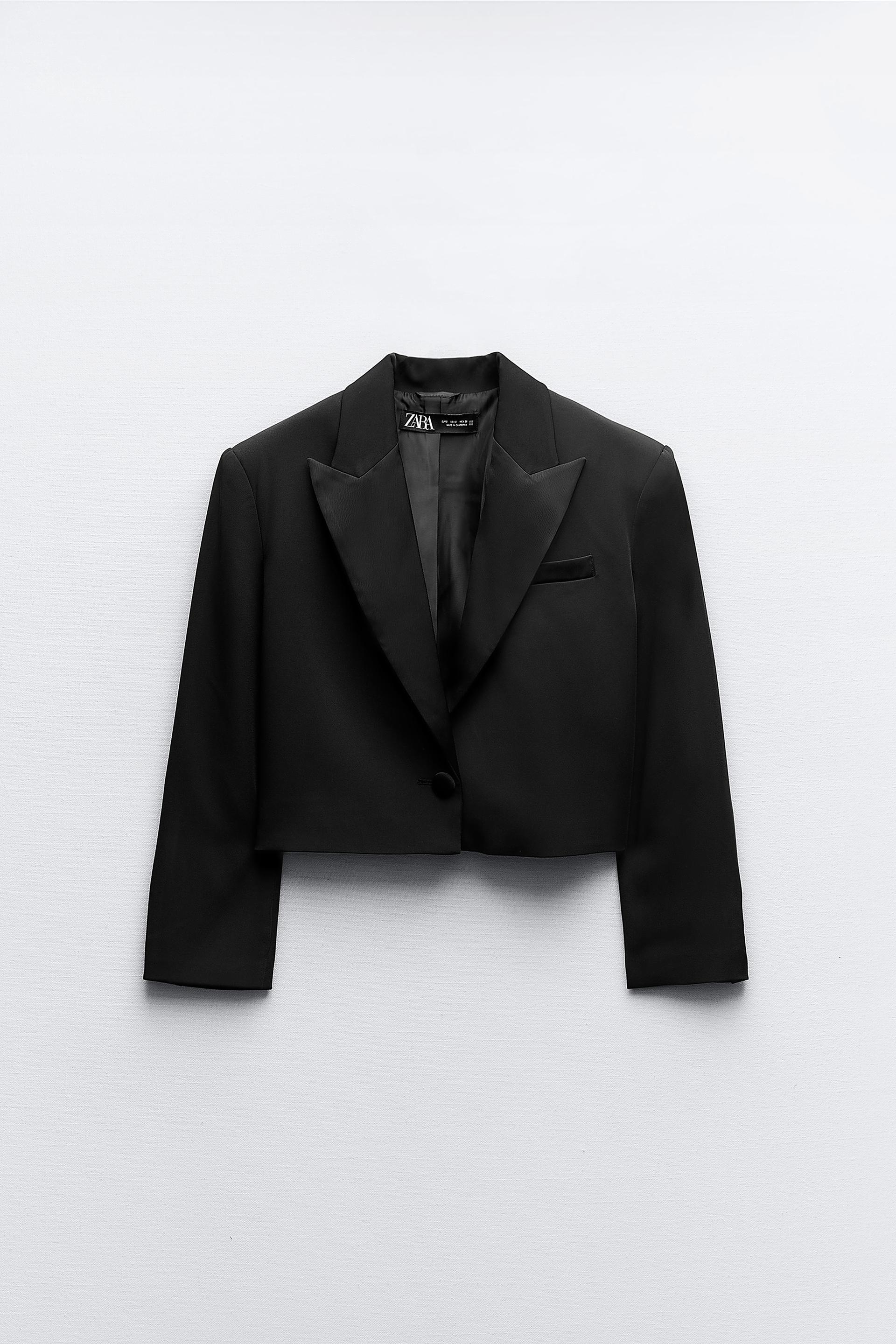 Cropped black blazer zara Clearance