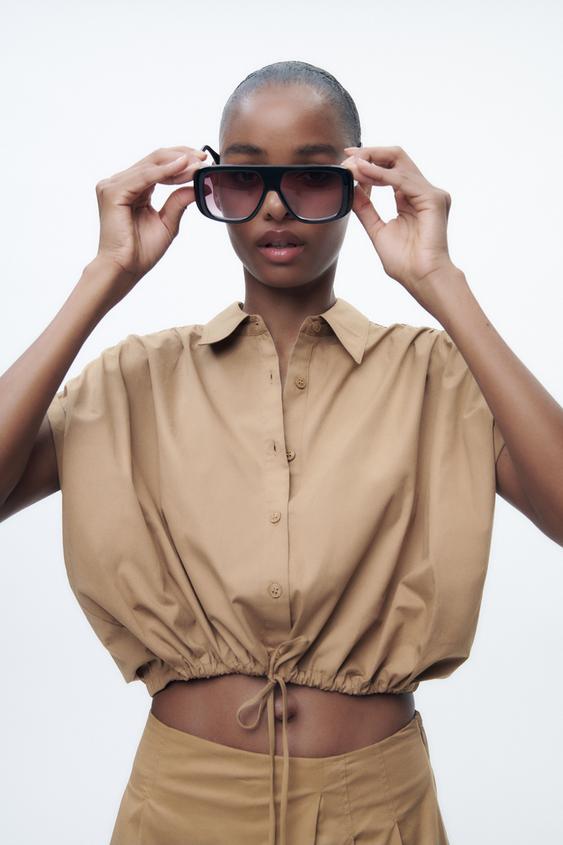 Image 1 of CROPPED POPLIN SHIRT from Zara