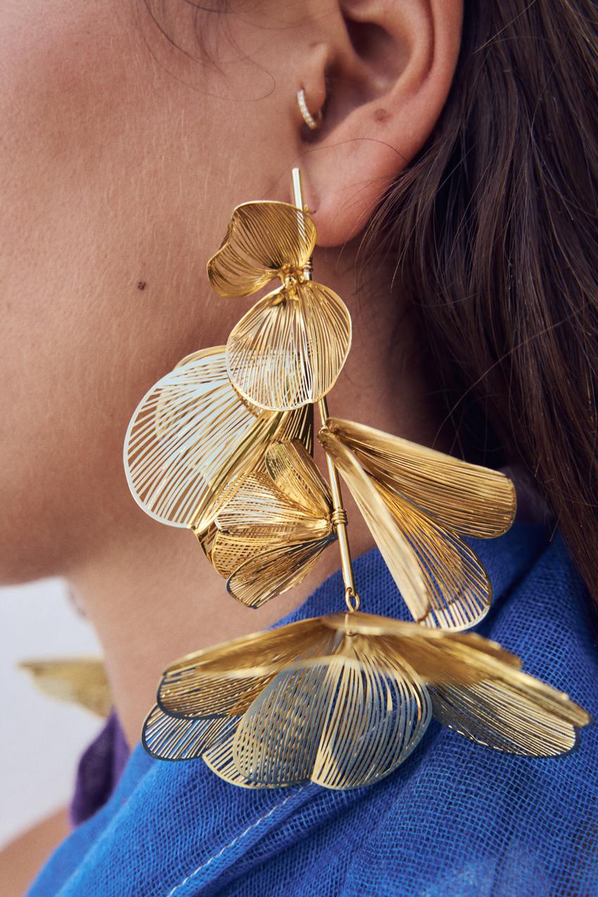 Gold earrings zara Clearance