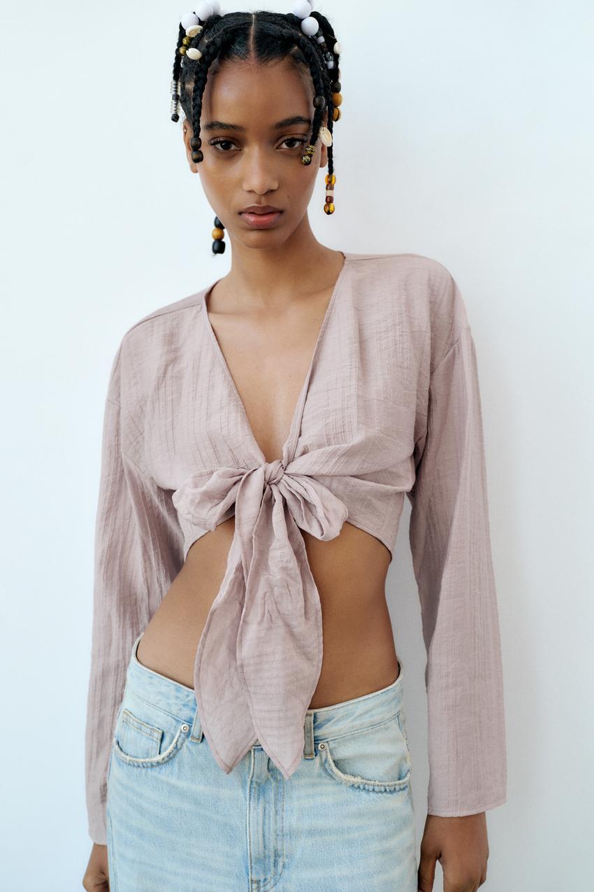 Zara tie front top Clearance