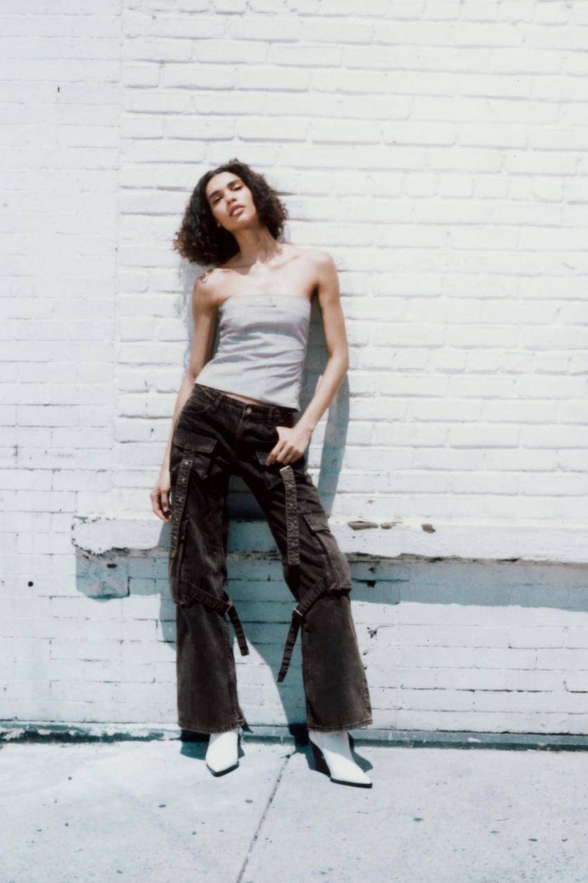 Zara brown strapless top Clearance