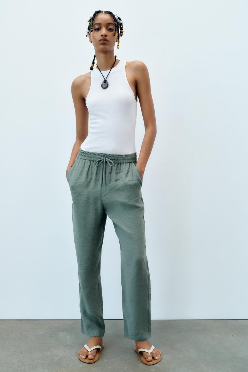 Zara pants green Clearance
