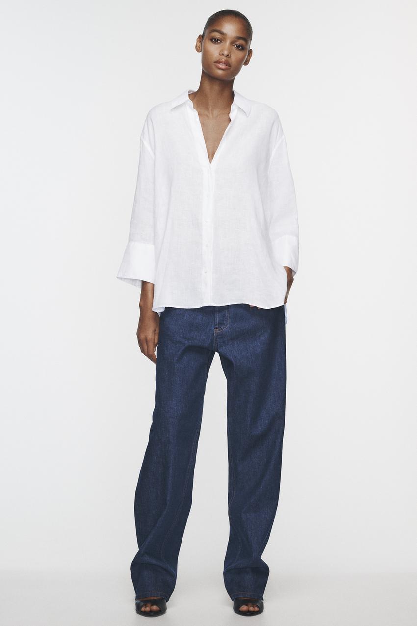 Zara asymmetric white shirt Clearance