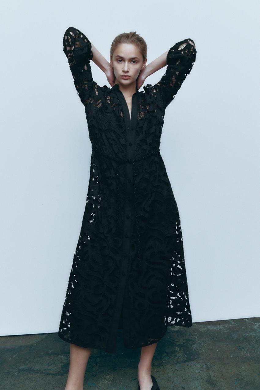 Dress with cutwork embroidery zara Clearance