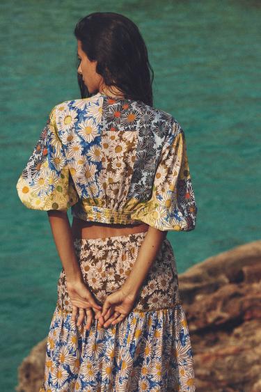 Zara puff shoulder top Clearance