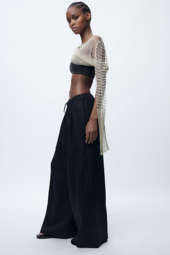 Wide leg black trousers zara Clearance