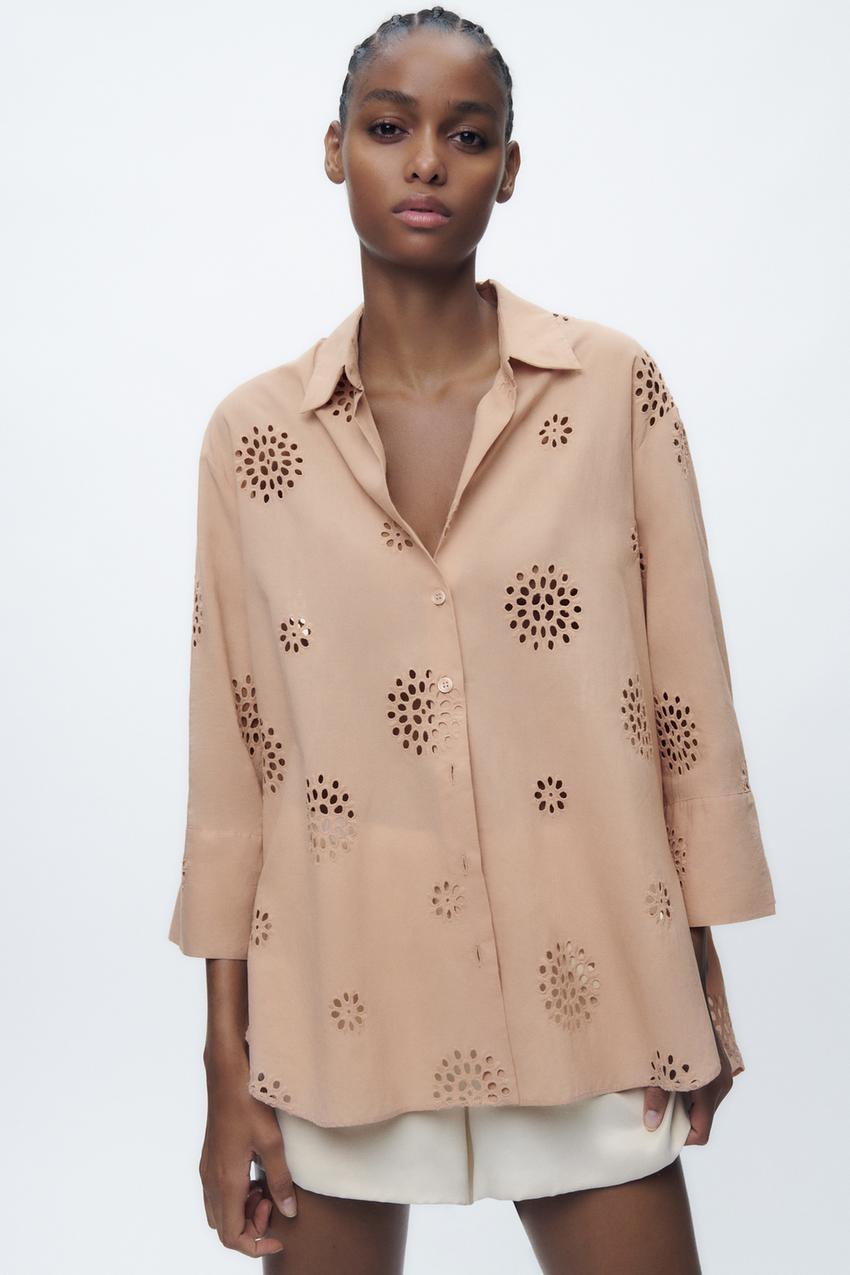 Cutwork embroidery top zara Clearance