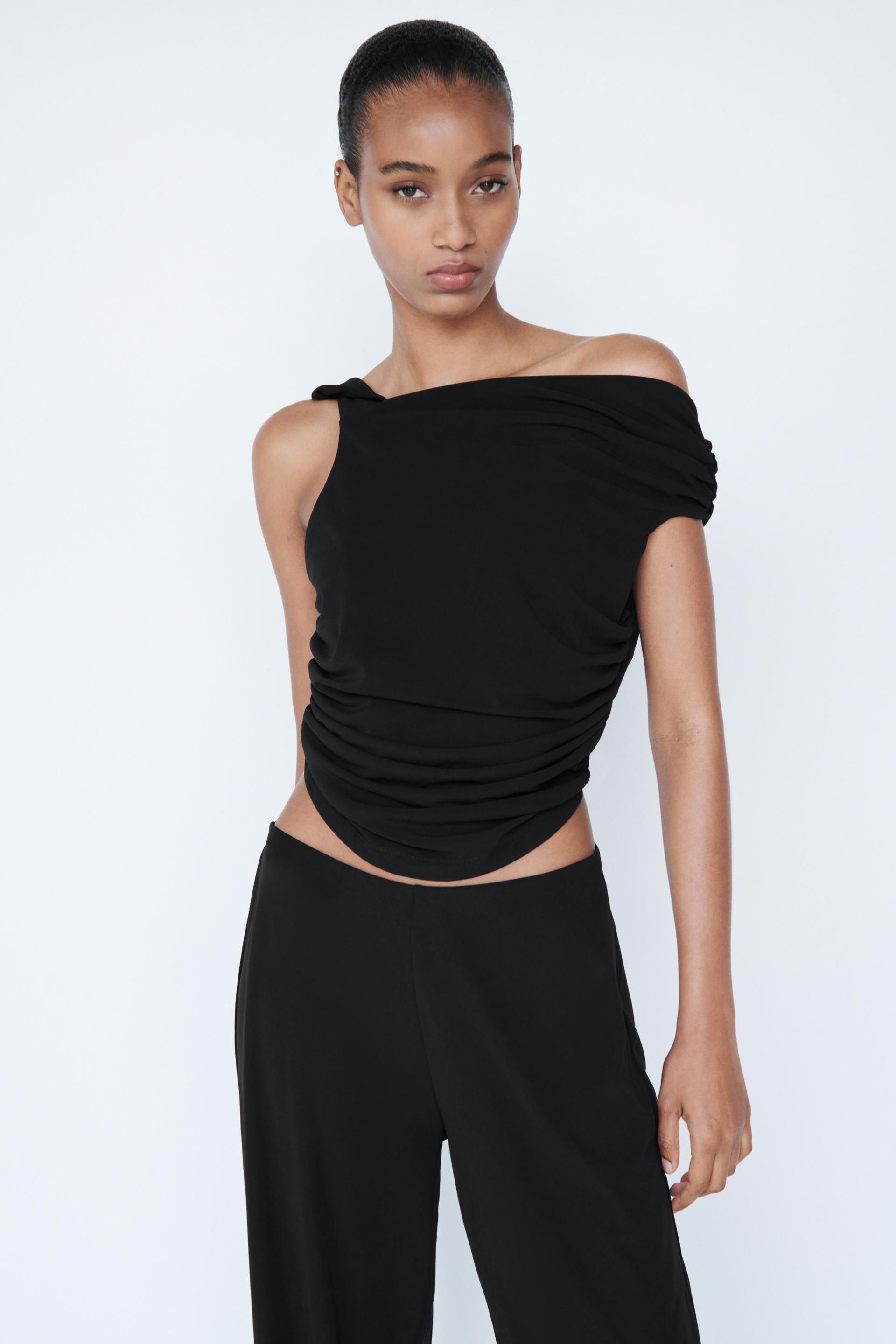 Zara black one shoulder top Clearance