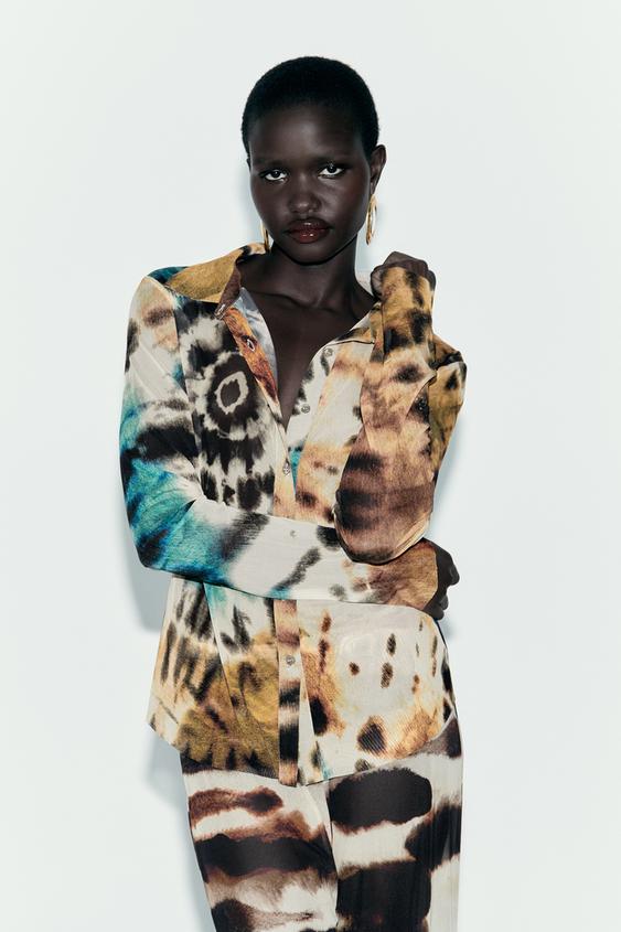 Image 1 of TIE-DYE PRINT TULLE SHIRT from Zara