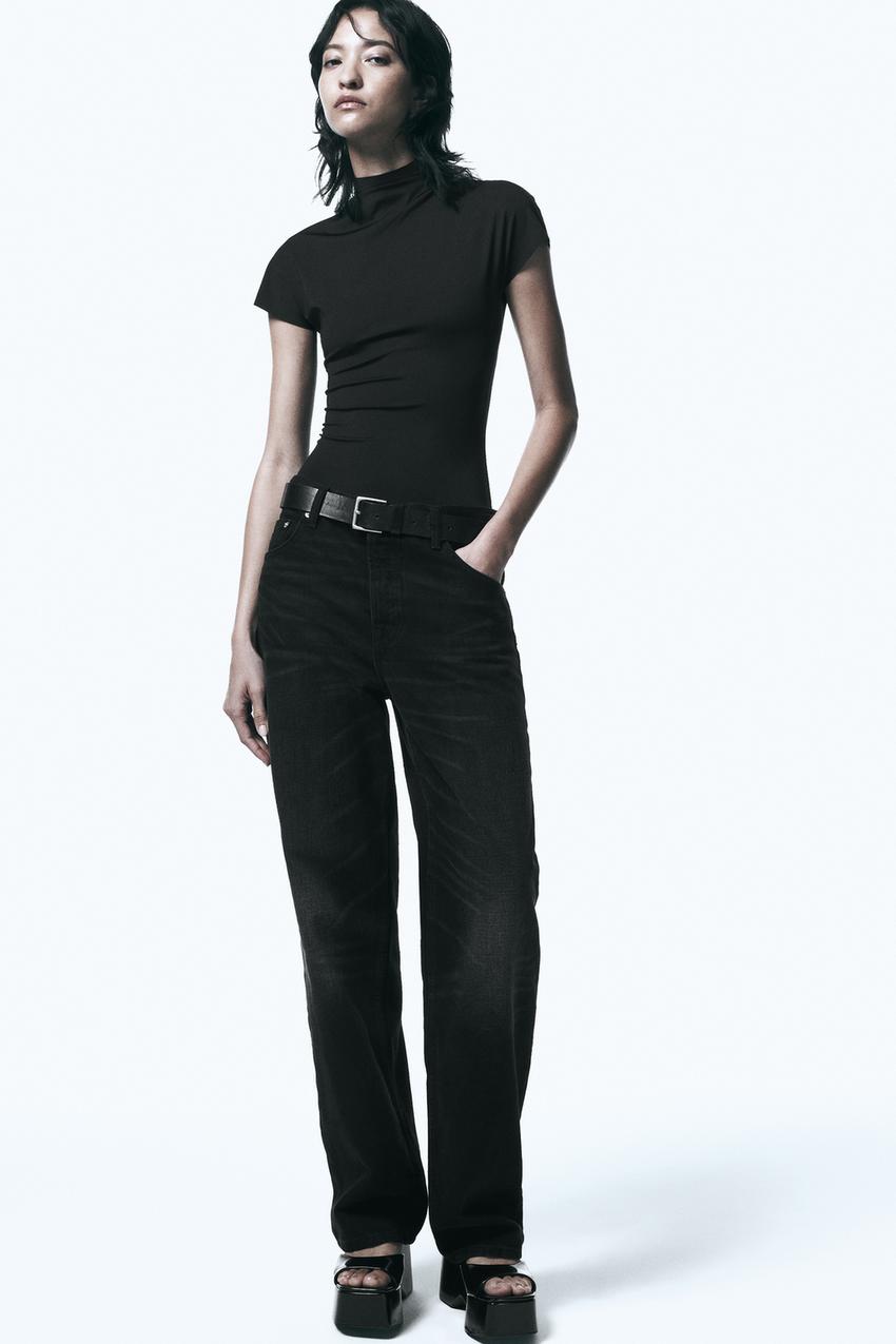 Zara black mock neck top Clearance
