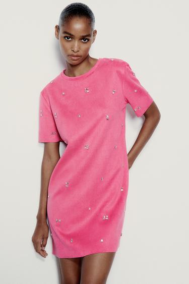 Pink long sleeve dress zara Outlet