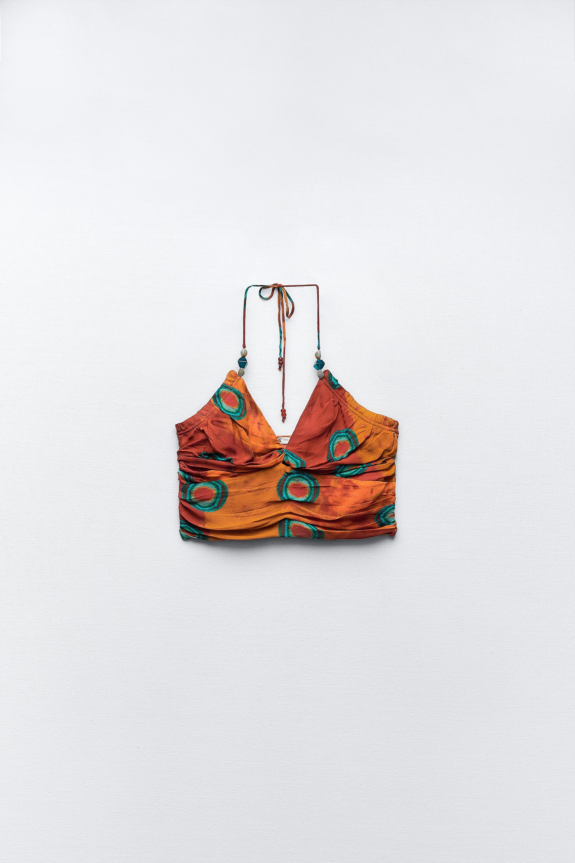 Zara crop top orange Clearance