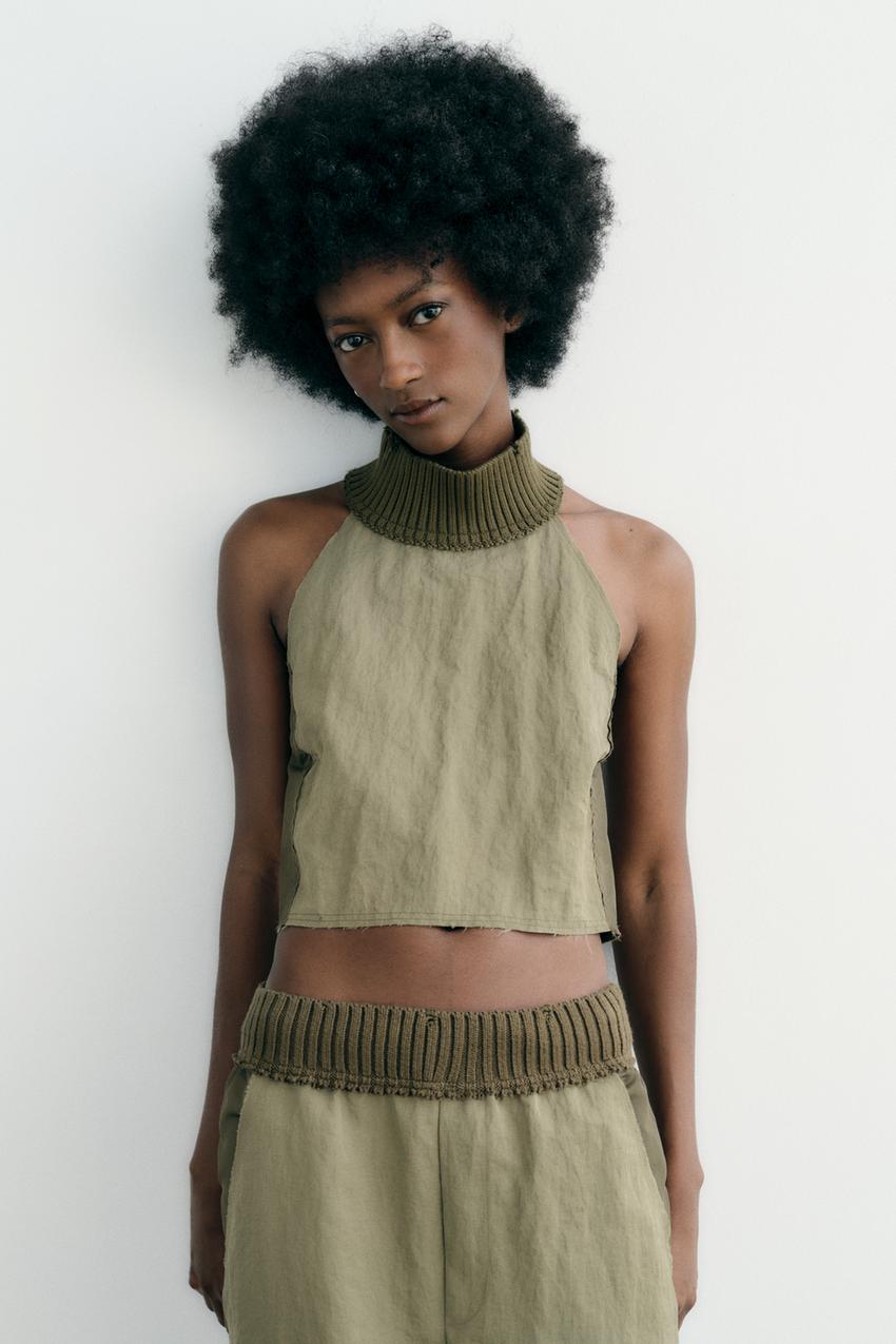 Halter neck crop top zara Clearance