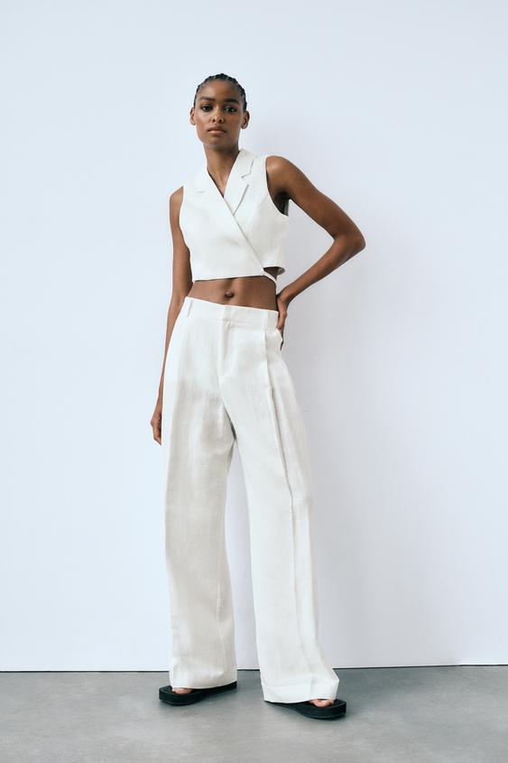 White flowy pants zara Outlet