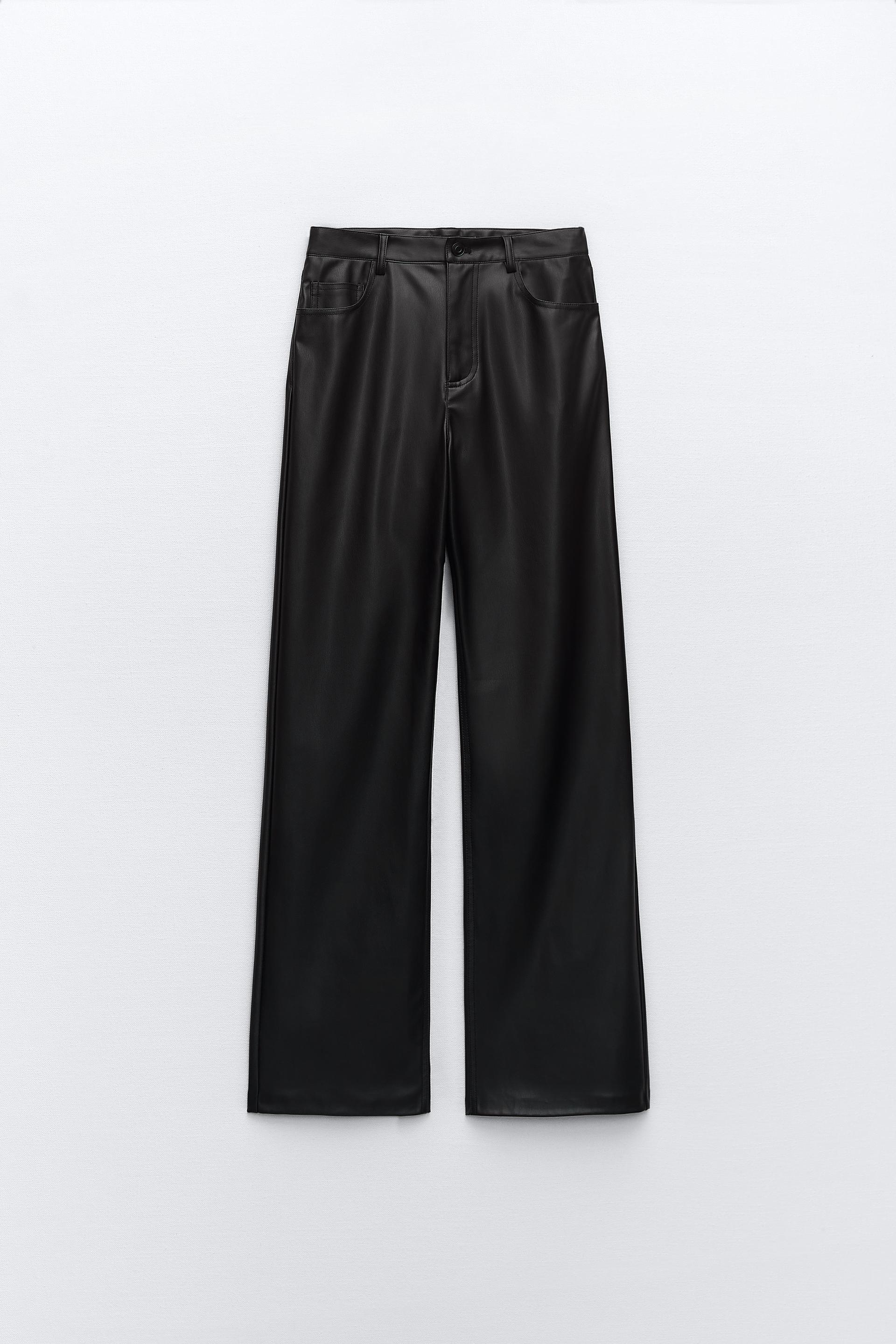 Full length faux leather pants zara Clearance