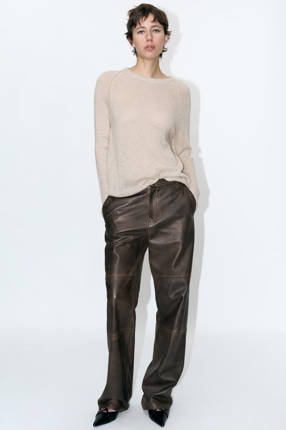 STRAIGHT LEG POCKET PANTS ZW LEATHER COLLECTION