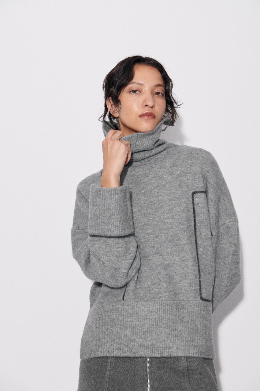 Zara grey turtleneck jumper Clearance