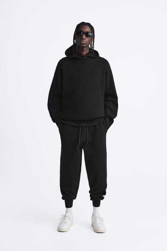 Zara grey knit hoodie Outlet