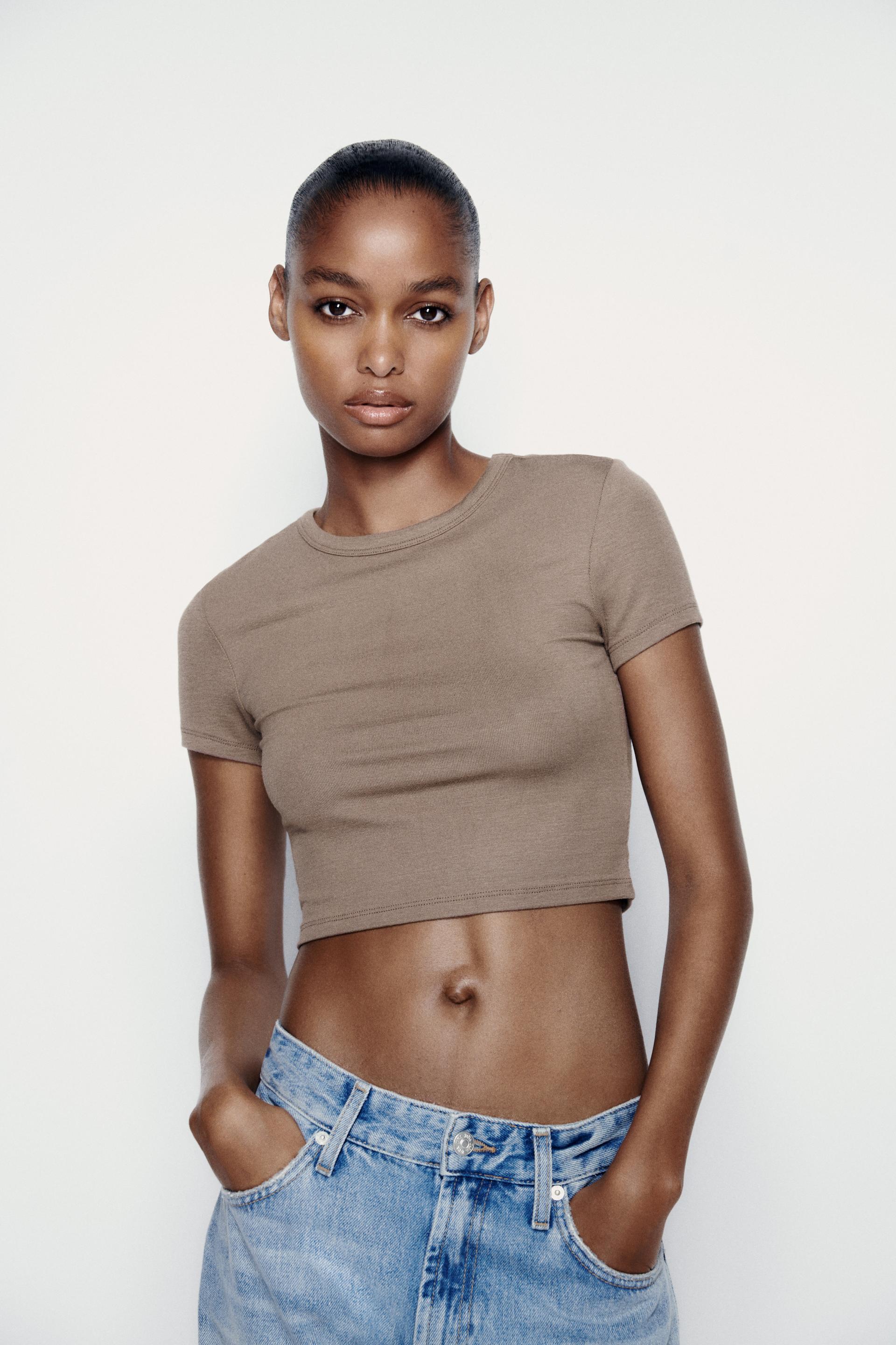 Zara basic crop t shirt Clearance