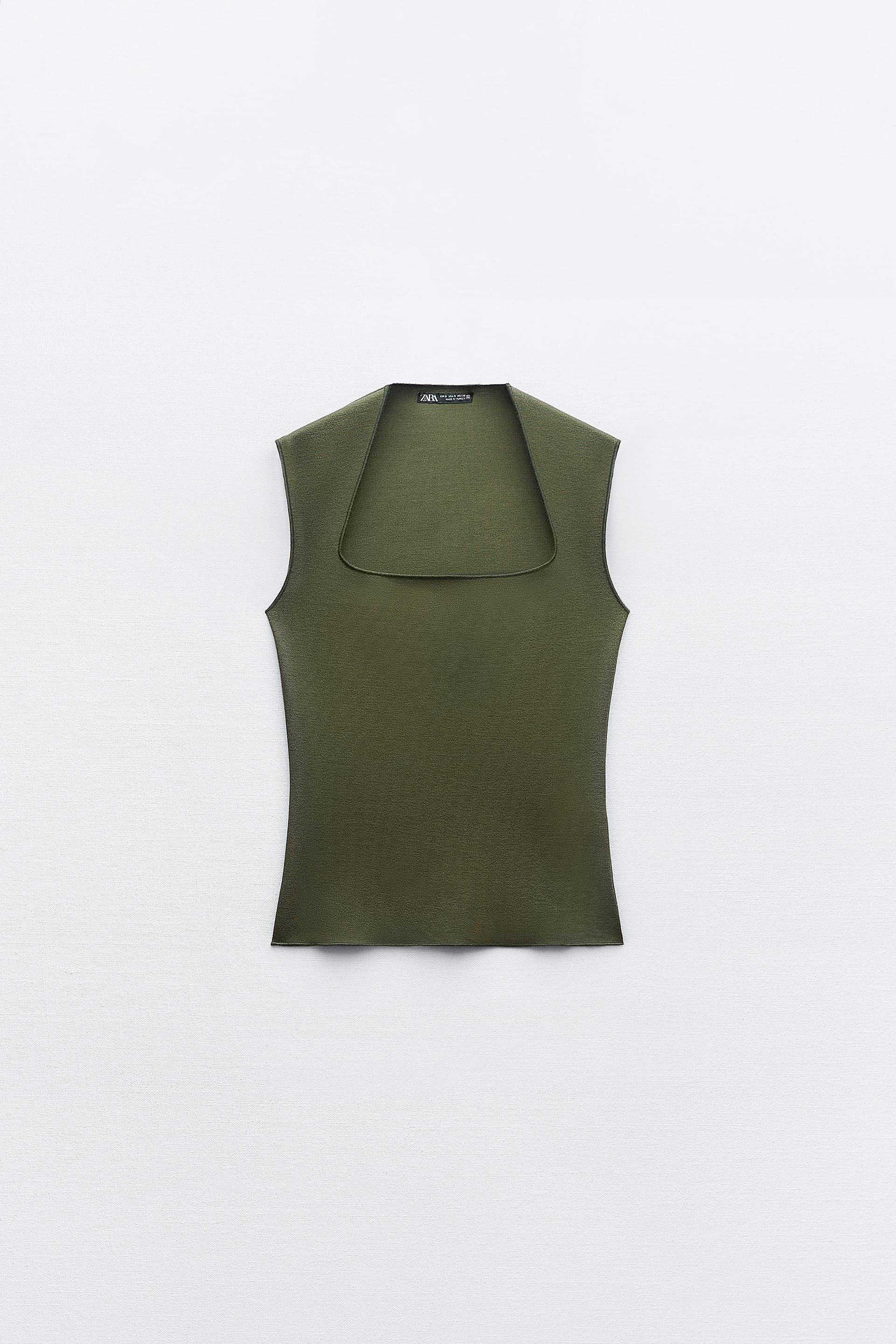 Zara square neck knit top Clearance