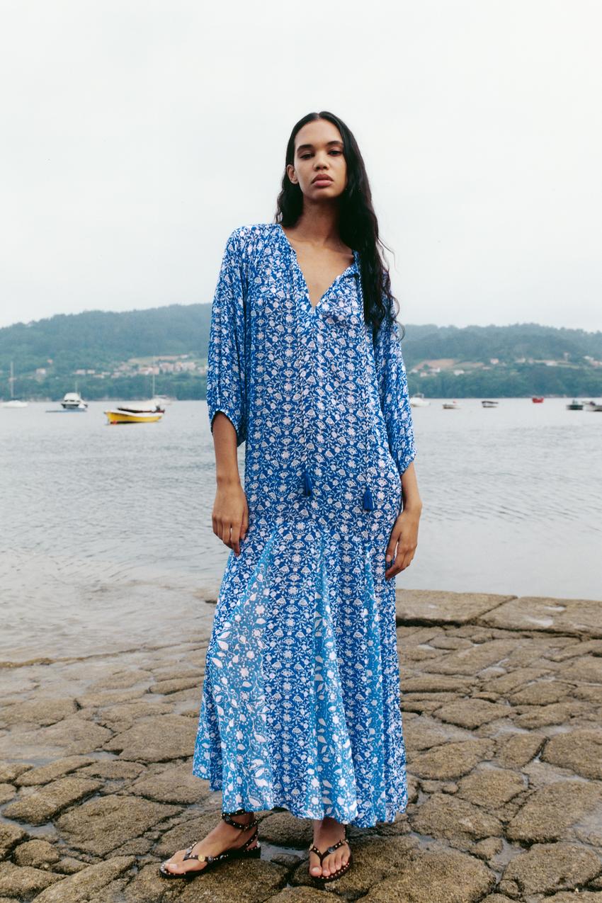 Zara blue dress midi Clearance